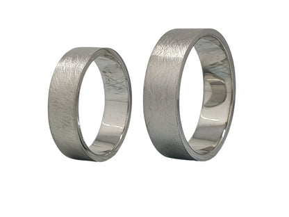 Original matte wedding rings, silver couple rings