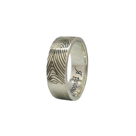 Engraved silver ring, fingerprint ring