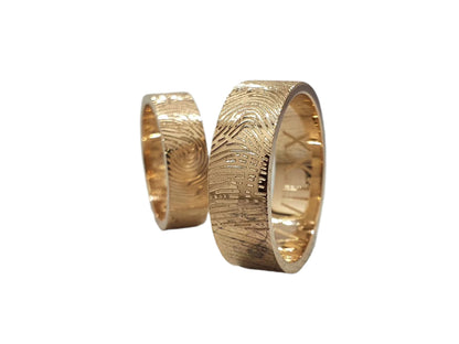 585 Red Gold Romantic Fingerprint Wedding Rings