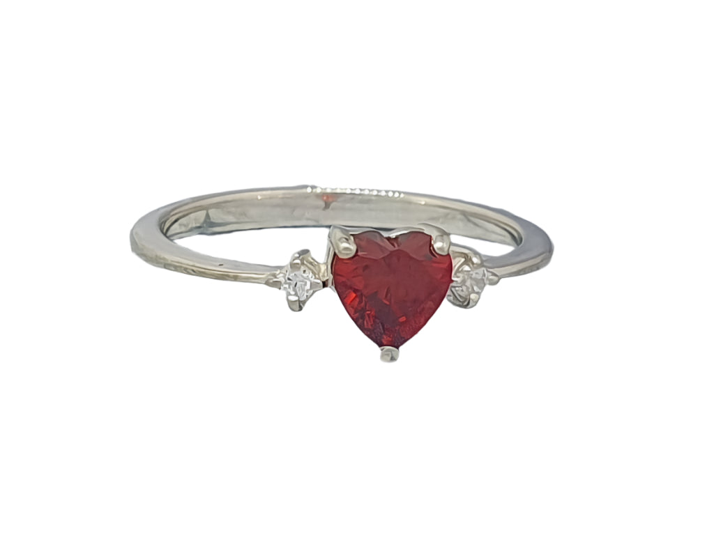 Beautiful silver proposal ring with heart shaped stone