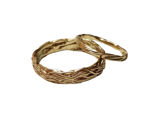 Unusual wedding rings, gold rings, twig rings