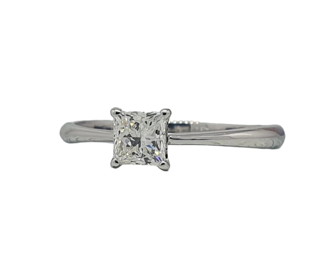 585 White Gold Romantic Engagement Ring with Diamond "Princess"