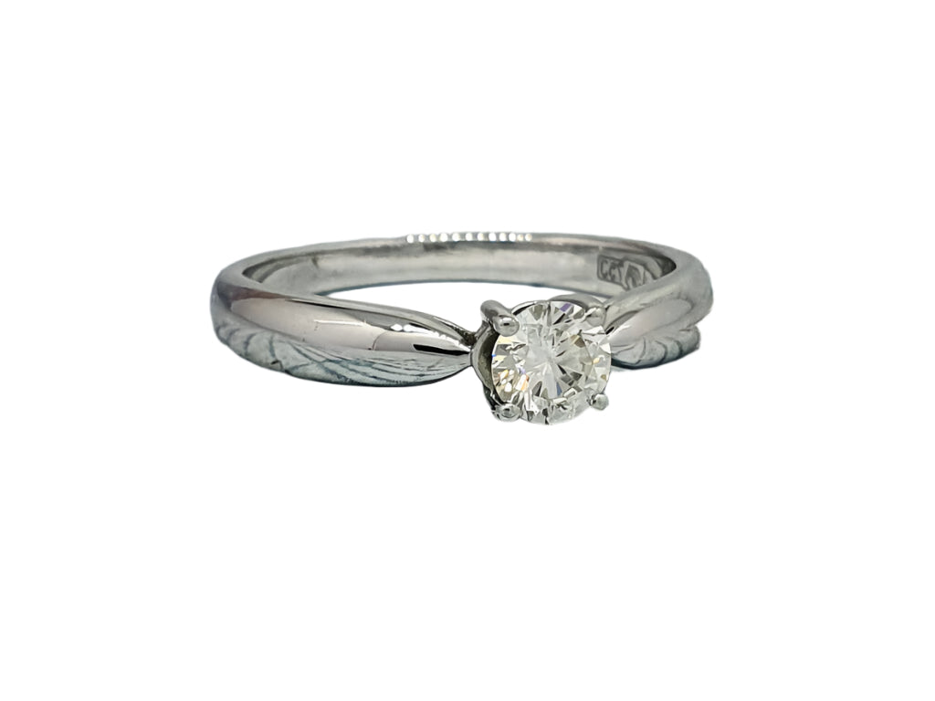 585 White Gold Romantic Proposal Ring with Diamond 0.35 ct