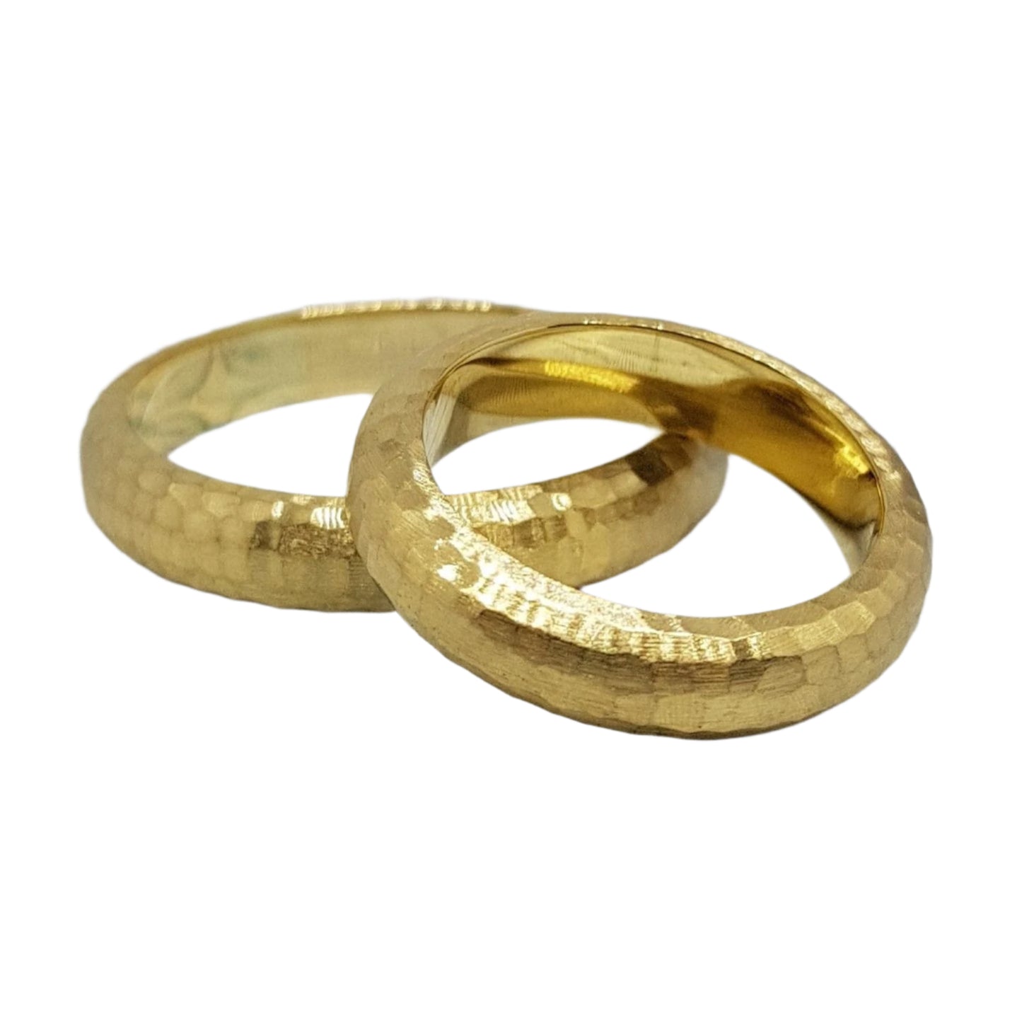 585 Yellow Gold Textured Minimalist Wedding Rings