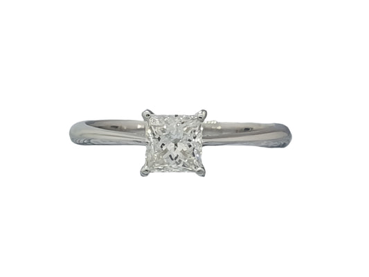 585 White Gold Elegant Engagement Ring with Diamond "Princess"