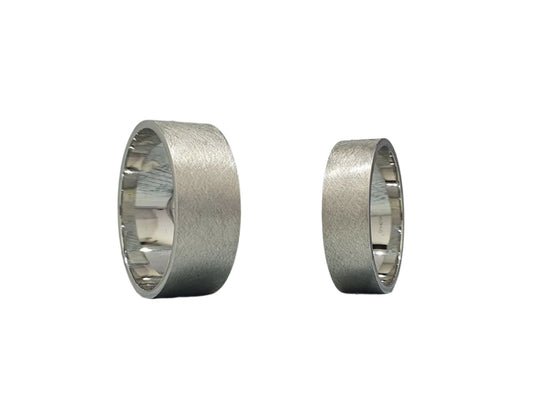 585 White Gold Unusual Matte Wedding Rings