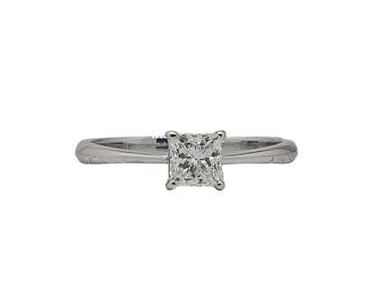 585 White Gold Romantic Engagement Ring with Diamond "Princess"