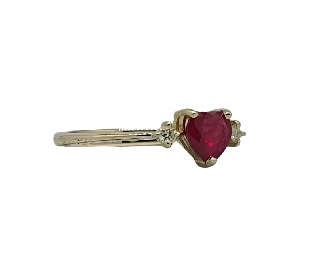 Heart Shaped Ruby Engagement Ring, Ruby Ring