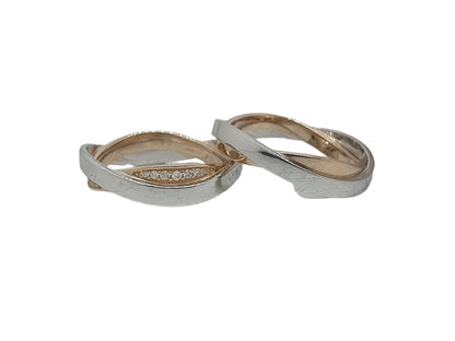 585 Rose/White Gold Stylish Wedding Rings with Diamonds