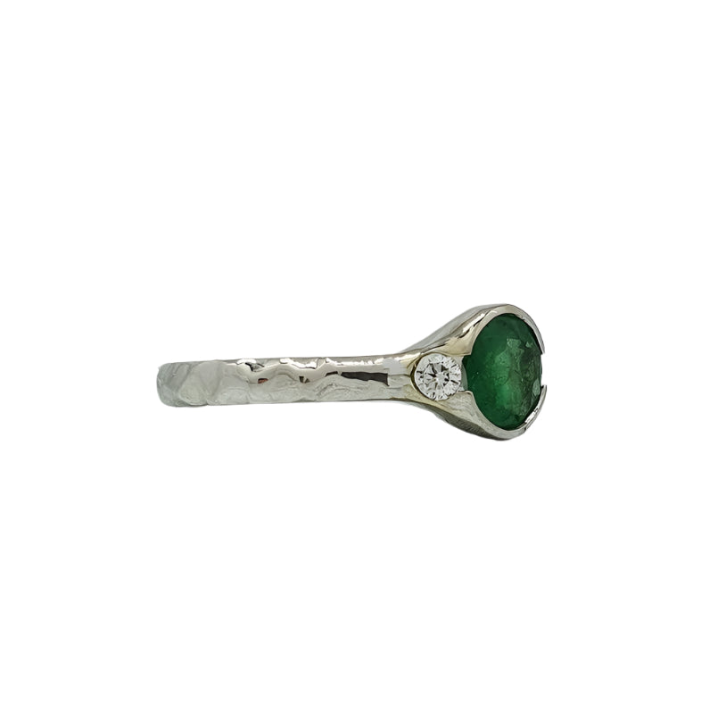 585 White Gold Exclusive Engagement Ring with Emerald 0.57 ct