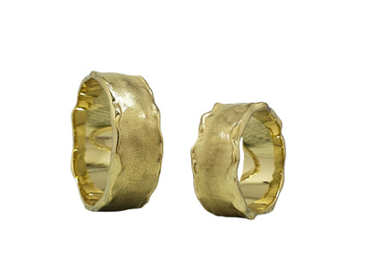 750 Yellow Gold Unusual and Heavy Wedding Rings