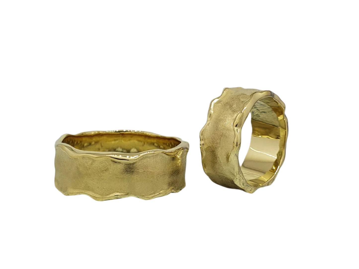 750 Yellow Gold Unusual and Heavy Wedding Rings