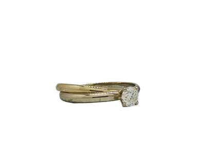 585 White/Yellow Gold Elegant Proposal Ring with Diamond 0.3 ct