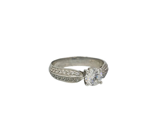 585 White Gold Elegant Engagement Ring with Diamonds