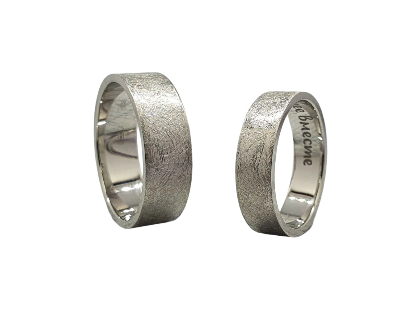 585 White Gold Unusual Wedding Rings with Texture "Ice"