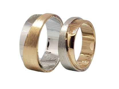 585 White/Red Gold Stylish Fingerprint Wedding Rings