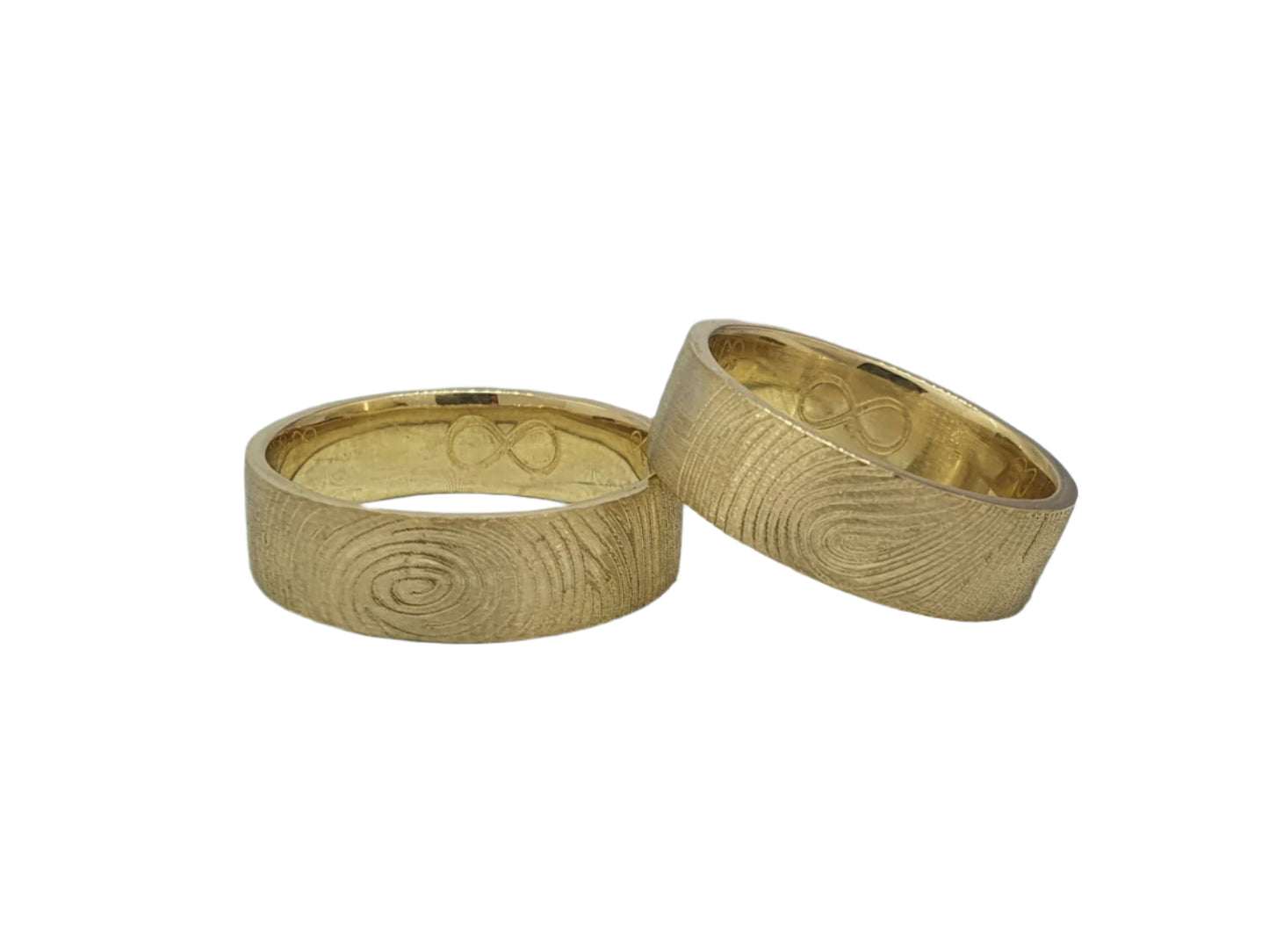 585 Yellow Gold Elegant Fingerprint Wedding Rings