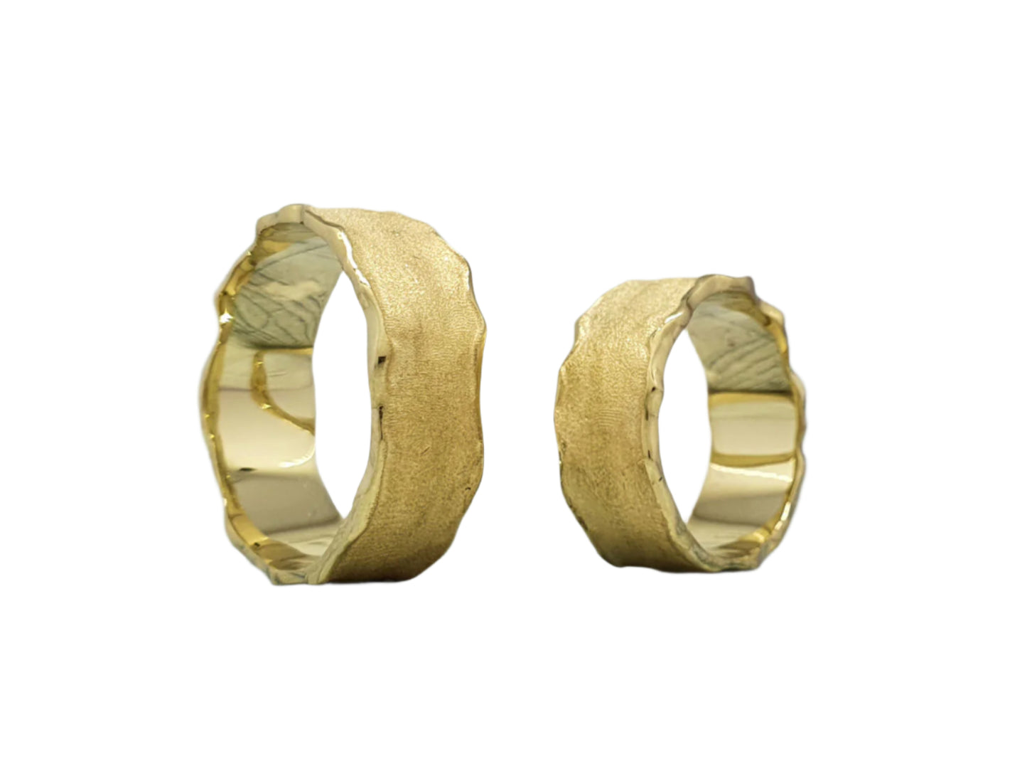 585 Yellow Gold Textured Wedding Rings