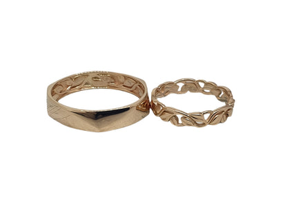 Openwork unusual wedding rings, paired wedding ring