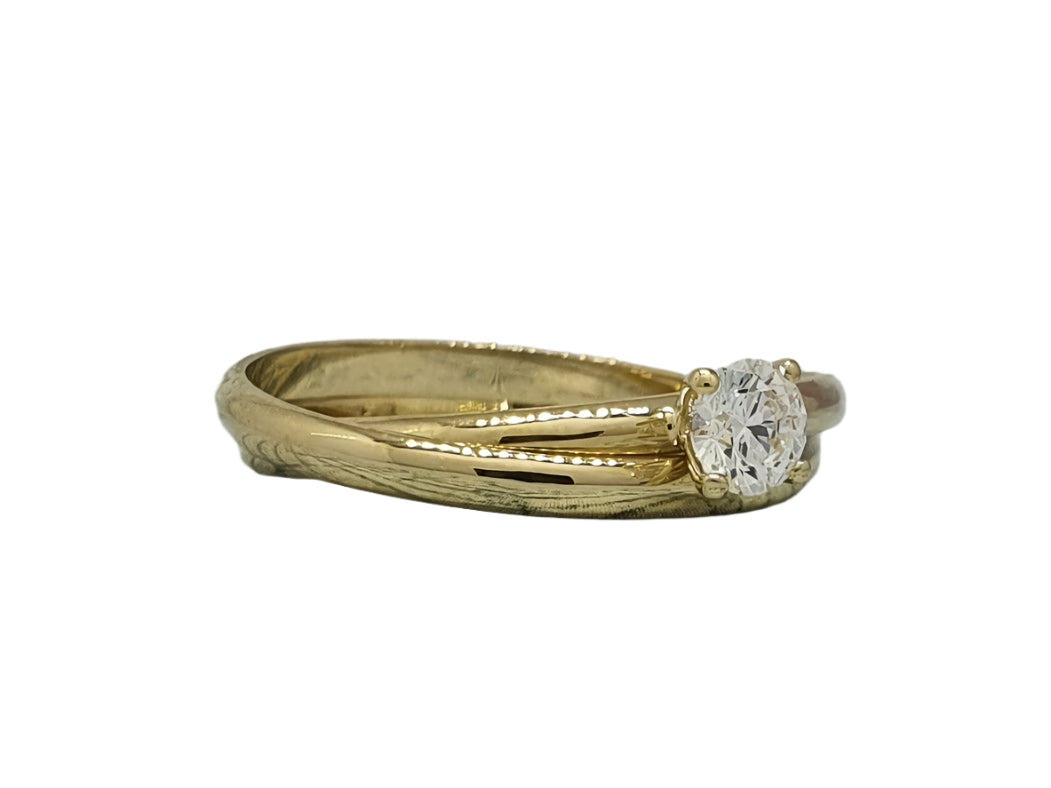 585 Yellow Gold Elegant Proposal Ring with Diamond 0.3 ct