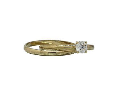 585 Yellow Gold Elegant Proposal Ring with Diamond 0.3 ct