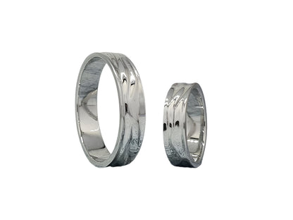 925 Silver Handmade Paired Rings with Rhodium Coating