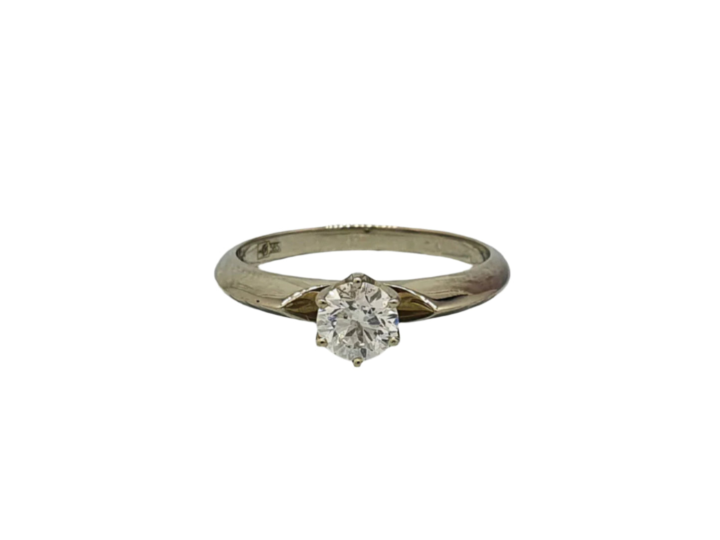 585 White Gold Unusual Engagement Ring with Diamond 0.4 ct