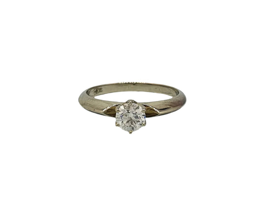 585 White Gold Unusual Engagement Ring with Diamond 0.4 ct