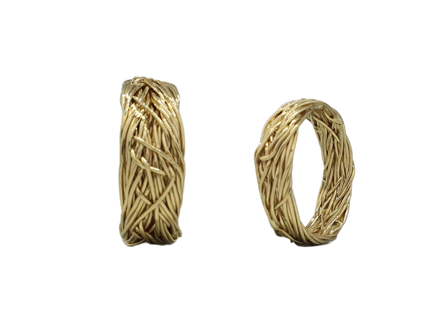 585 Yellow Gold Elegant Braided Wedding Rings