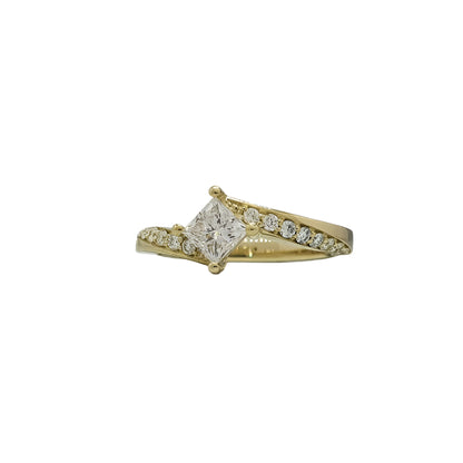 585 Yellow Gold Unusual Wedding Ring with Diamonds 0.74 ct