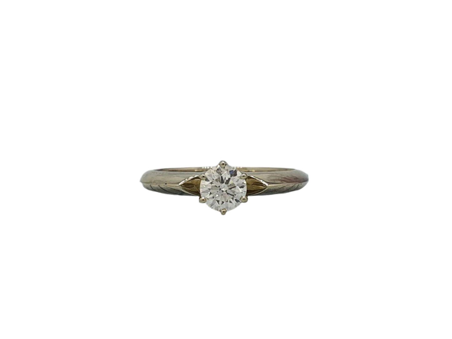 585 White Gold Unusual Engagement Ring with Diamond 0.4 ct