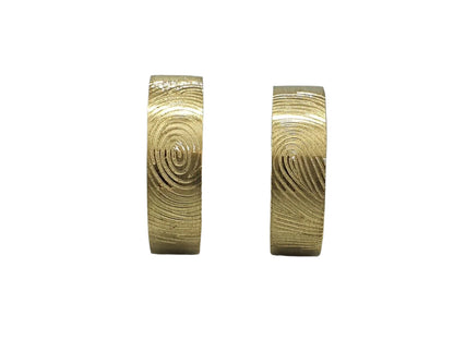 585 Yellow Gold Elegant Fingerprint Wedding Rings