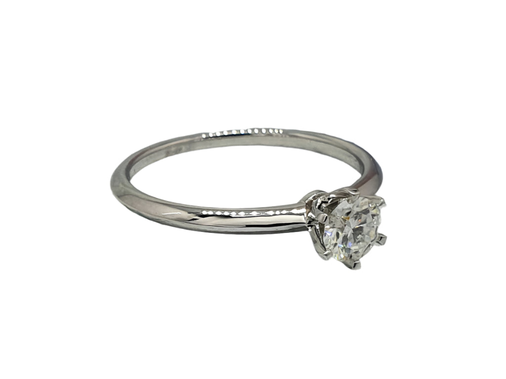 585 White Gold Romantic Engagement Ring with Diamond 0.5 ct