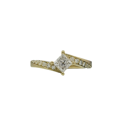 585 Yellow Gold Unusual Wedding Ring with Diamonds 0.74 ct