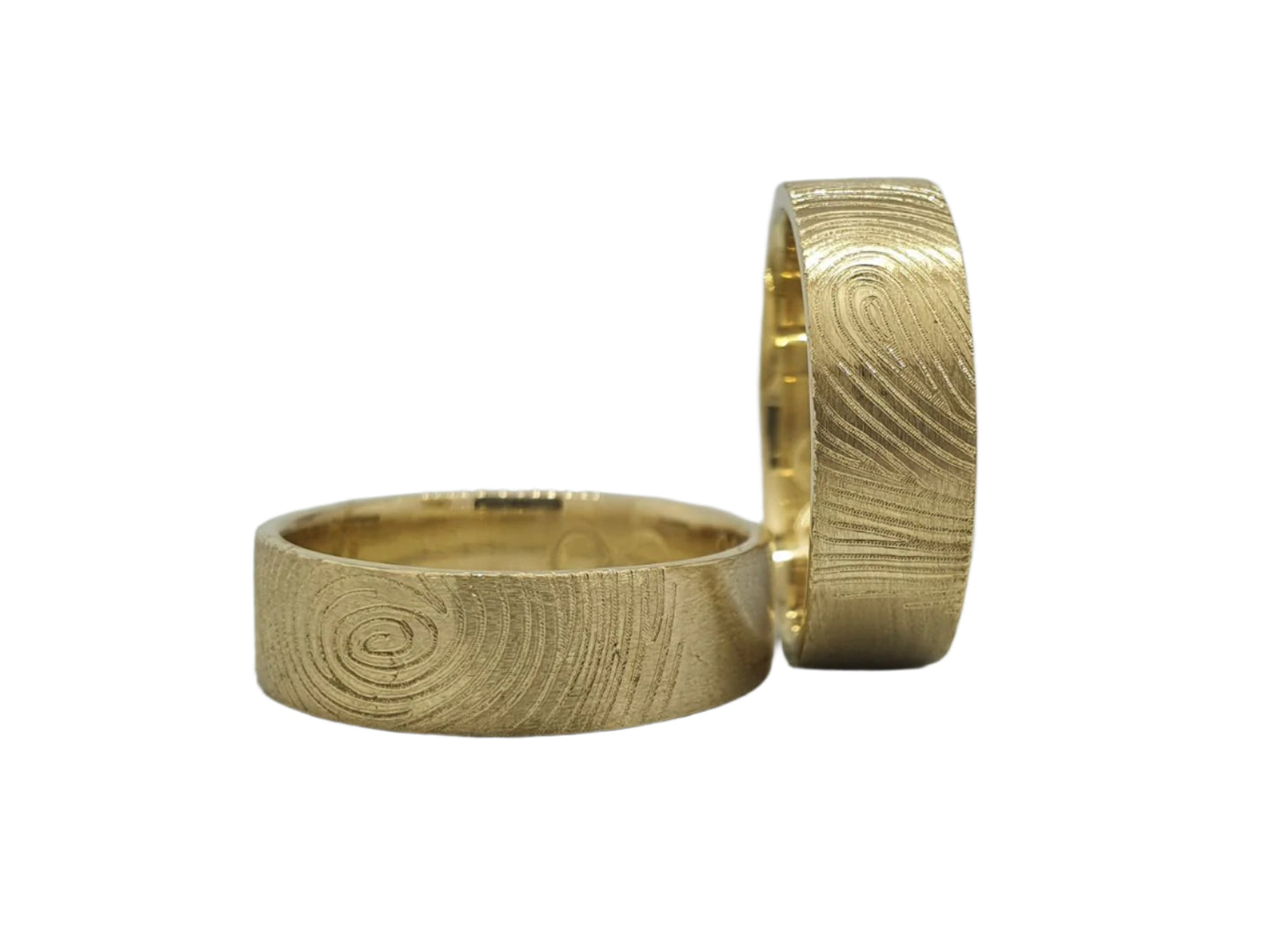 585 Yellow Gold Elegant Fingerprint Wedding Rings