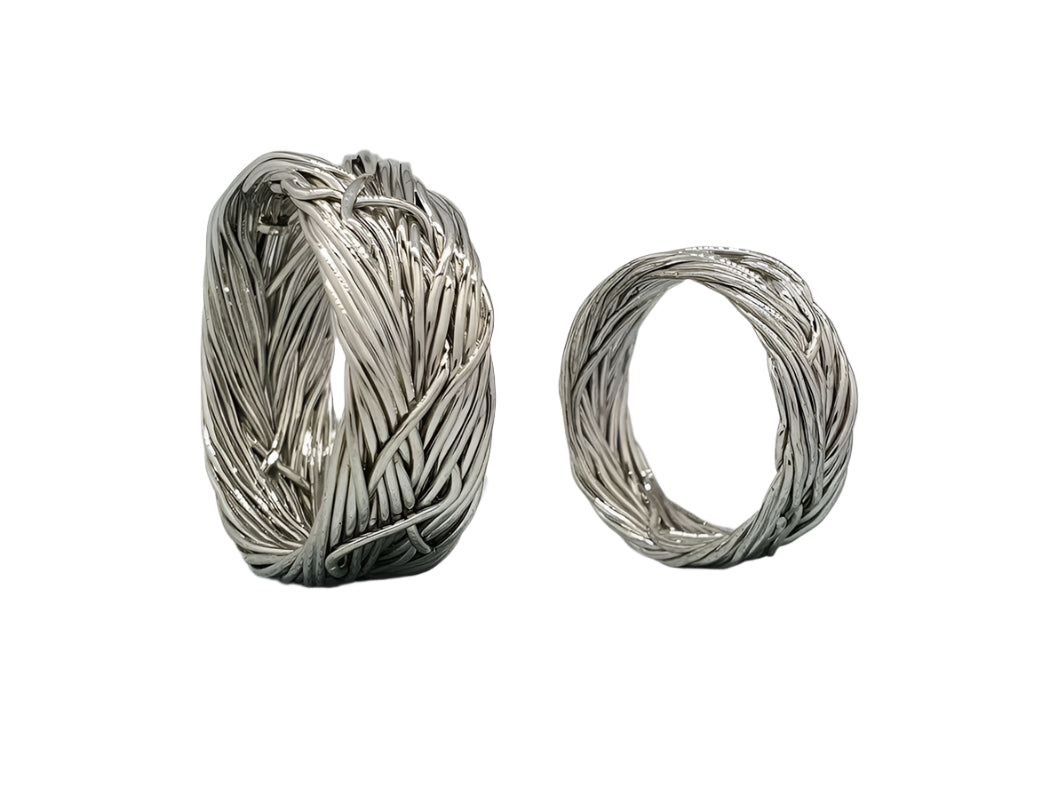 925 Silver Paired Braided Engagement Handmade Rings