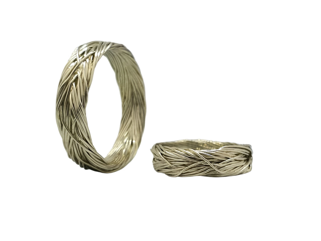 Original woven wedding rings, handmade couple rings