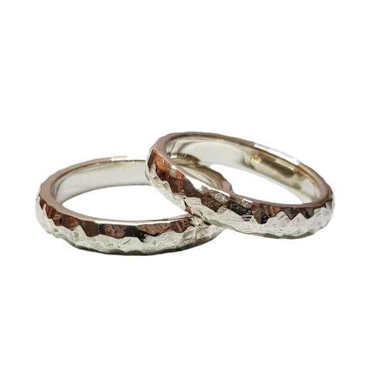 Textured wedding rings, unusual rings, matte rings