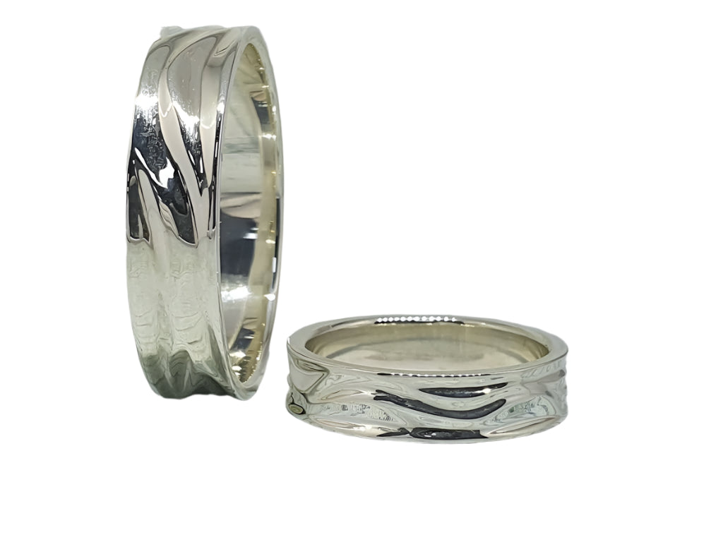 Wave wedding rings, silver wedding rings