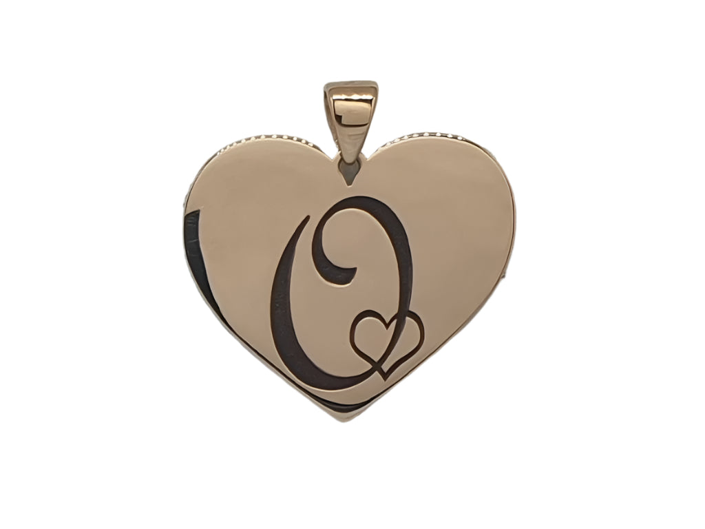 Heart pendant with engraving in rose gold, custom pendant