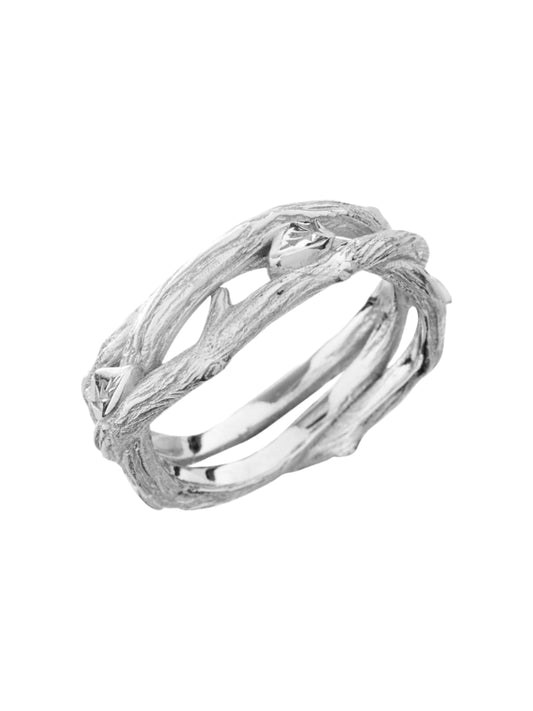 Ring sprig, unusual ring made of silver, men's, women's