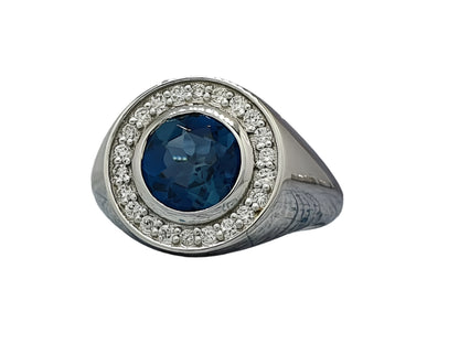 925 Silver Ring as a Gift with Topaz and Fianites