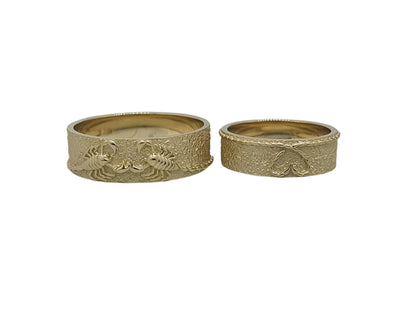 586 Yellow Gold Exclusive Wedding Rings with Scorpio Pattern