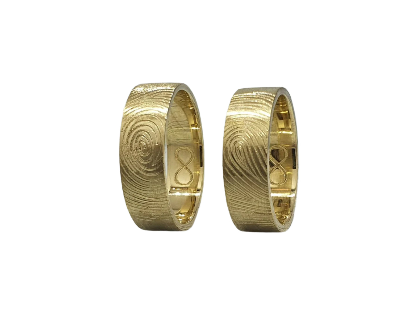 585 Yellow Gold Elegant Fingerprint Wedding Rings