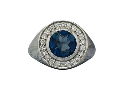 925 Silver Ring as a Gift with Topaz and Fianites