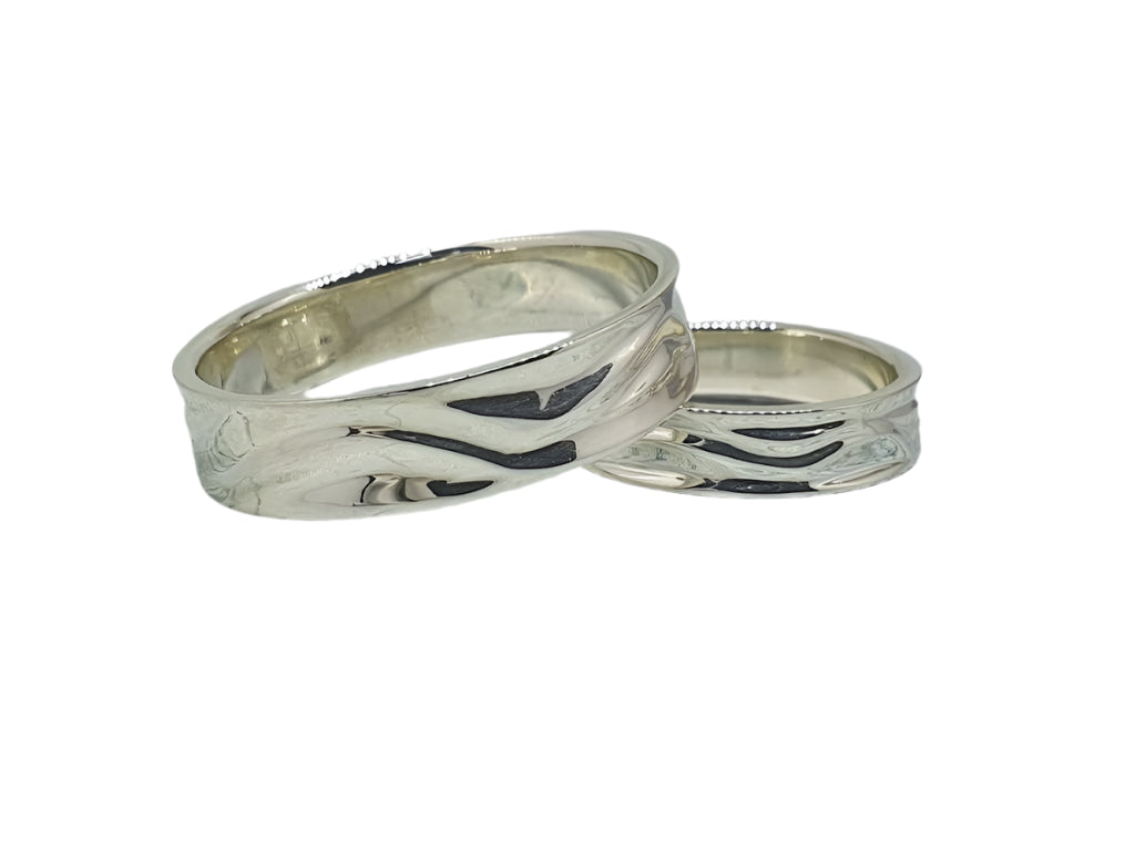 Wave wedding rings, silver wedding rings